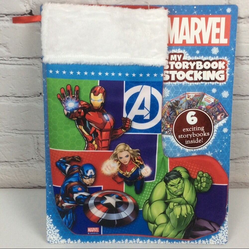 Marvel “My Storybook Christmas Stocking” w/6 Book Set Avengers~Spiderman~Hulk